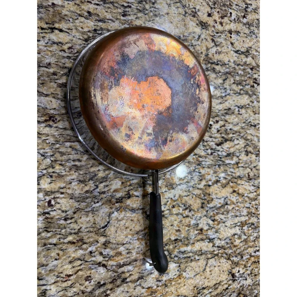 Vintage Revere Ware 10 in Skillet Copper Clad Bottom Stainless Steel Frying Pan